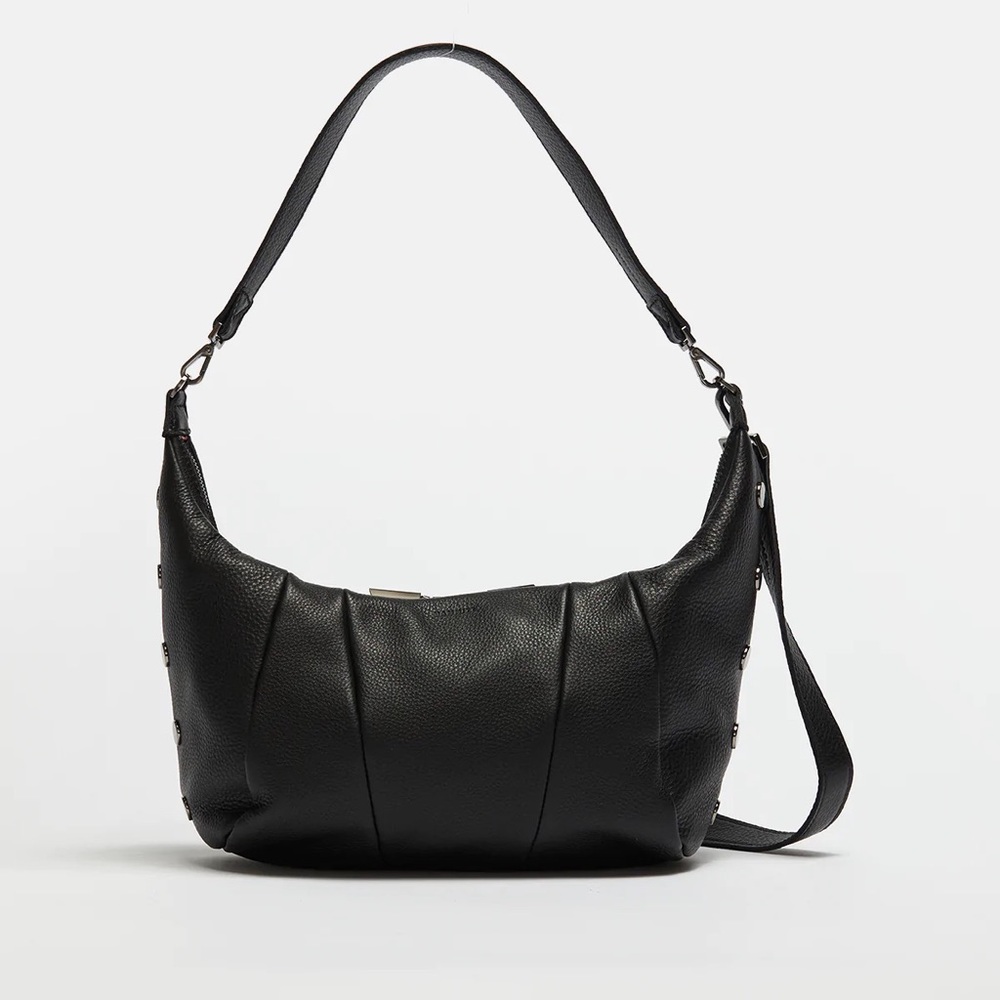Hammitt Morgan Black Gunmetal Crossbody Shoulder Bag EUC